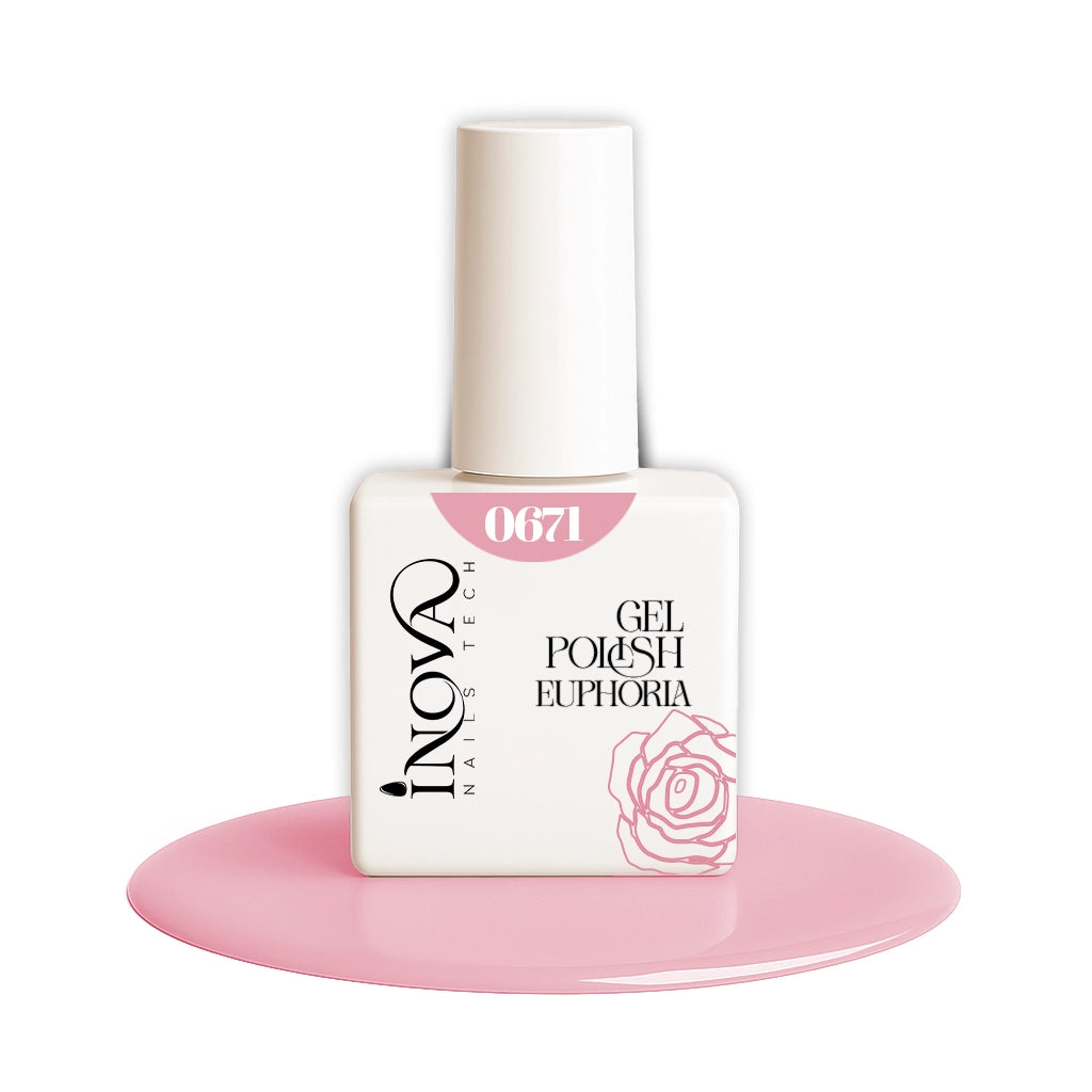 Boccetta Semipermanente Inova 0671 colore rosa soft con pennellino arrotondato