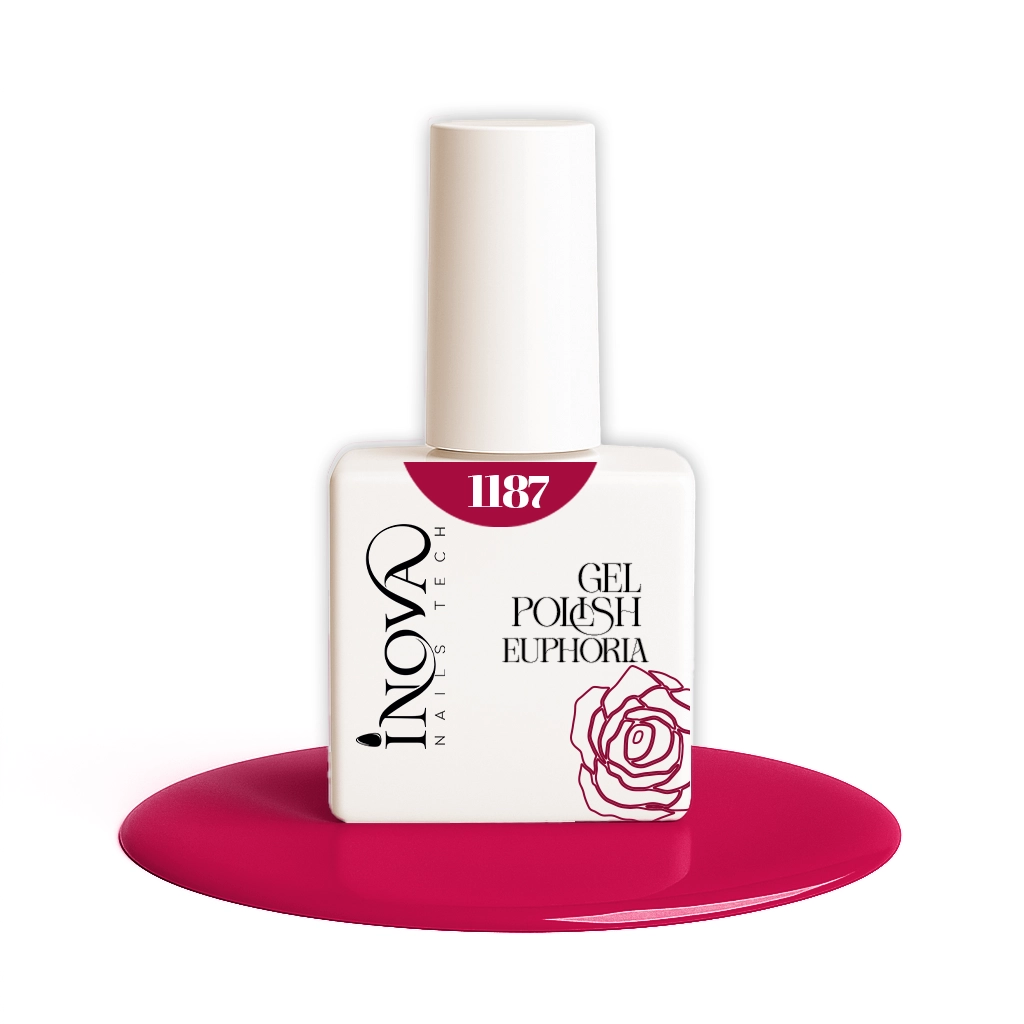 Boccetta Semipermanente Inova 1187 colore rosso rosato con pennellino arrotondato