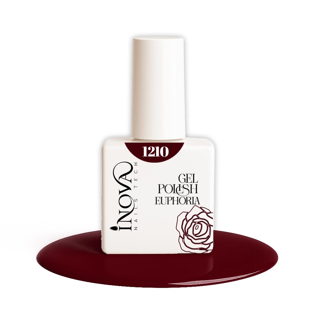 Boccetta Semipermanente Inova 1210 colore rosso ciliegia con pennellino arrotondato
